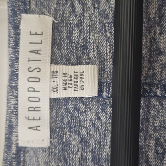 Aeropostale Heathered Blue Knit Top With Cream Embroidered Elephant Plus Sz XXL - Picture 4 of 8